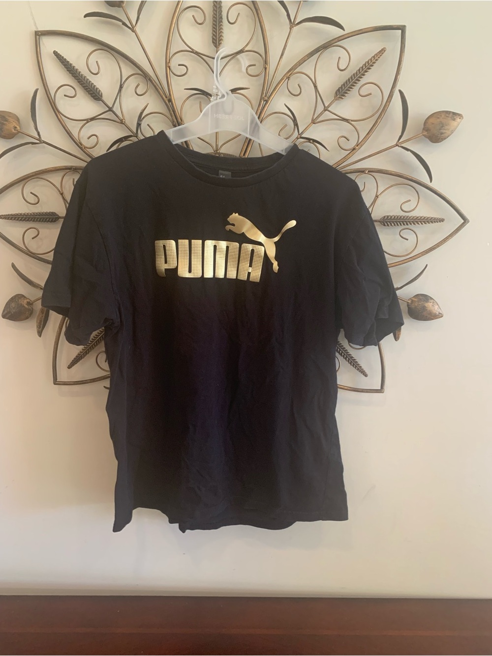 Puma 100% Cotton Black Tee with Gold Logo